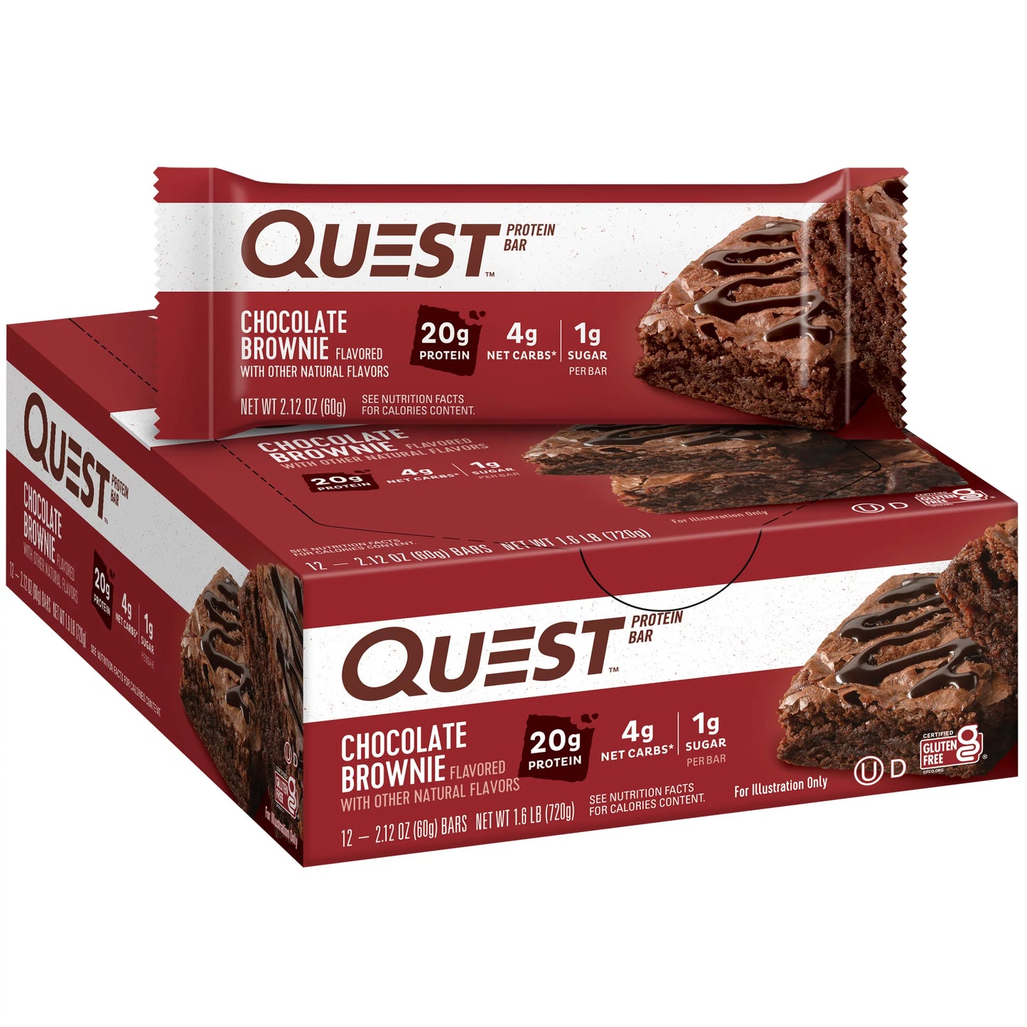 Quest Protein Bar, Chocolate Brownie, 20G Protein, 12 Ct